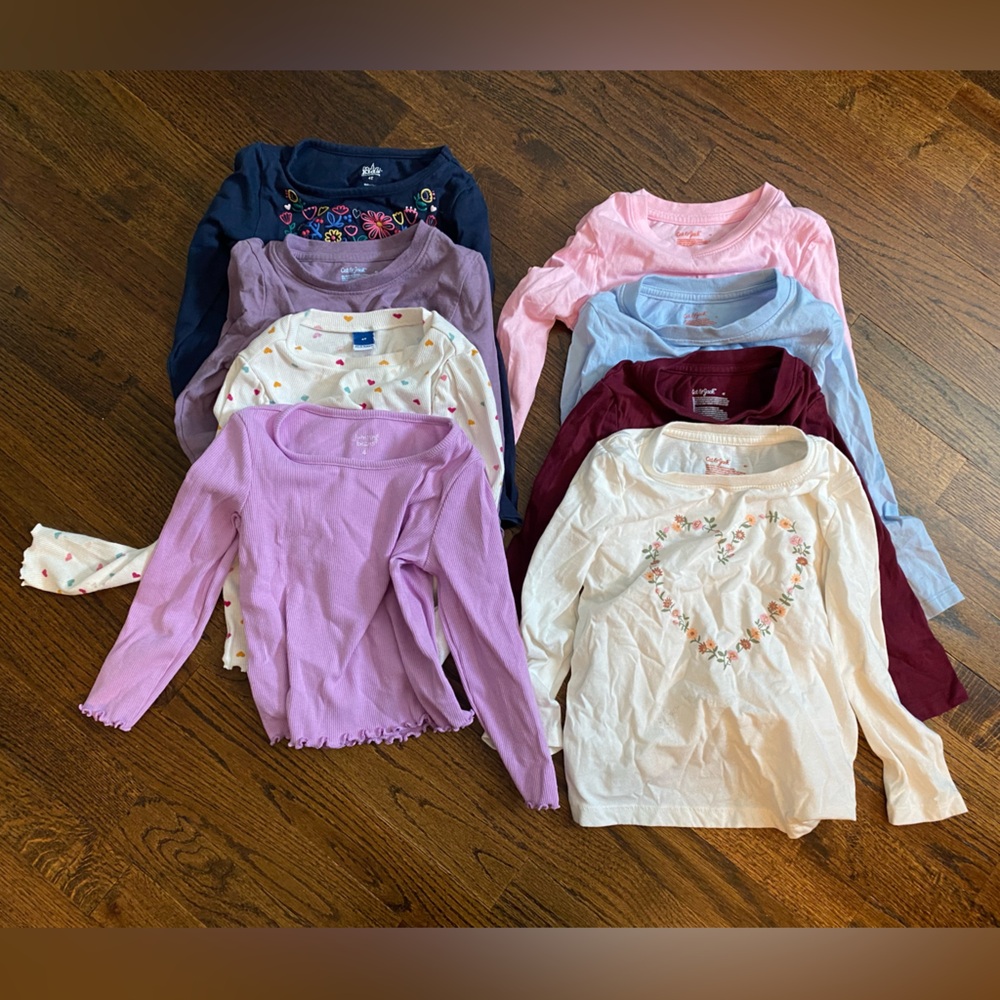 8pc LOT toddler girl size 4T long sleeve t shirts PLAY back to school art class